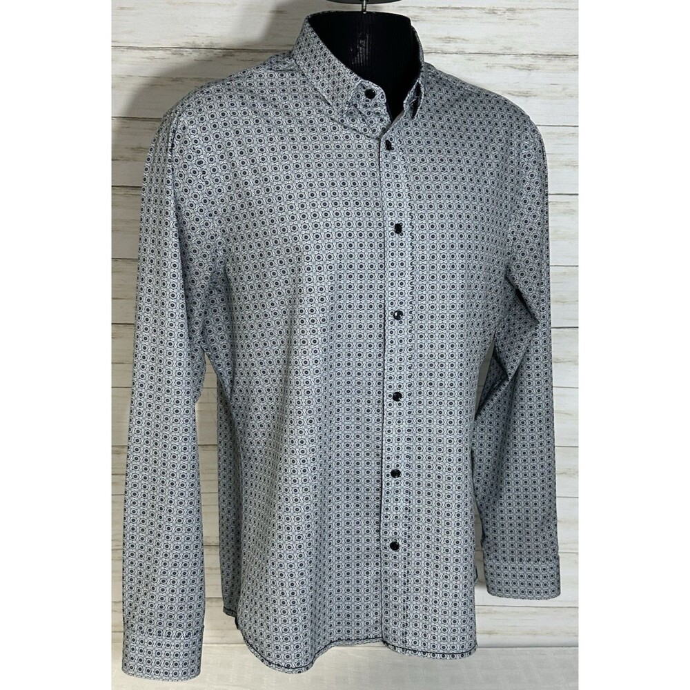MINTY 7 DIAMONDS LIBERTY 4 Way Stretch Woven Long Sleeve Gray Blue Shirt XL Mens